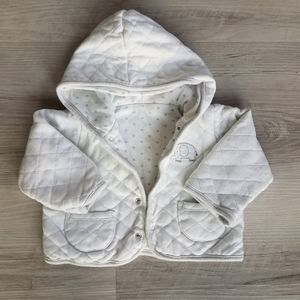 Little Me White Baby Jacket With A Elephant. Size 9 Months